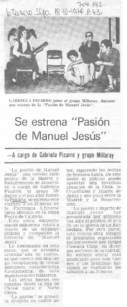 Se estrena "Pasión de Manuel Jesús".  [artículo]