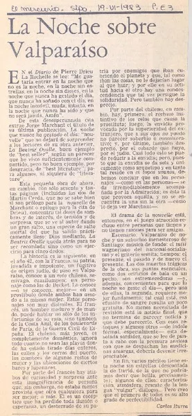La noche sobre Valparaíso  [artículo] Carlos Iturra.