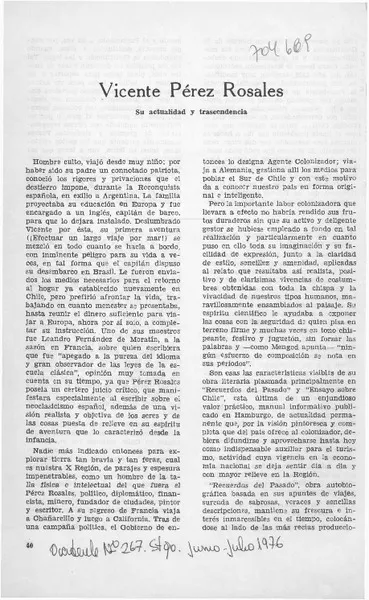 Vicente Pérez Rosales  [artículo] Julio Iglesias Z.