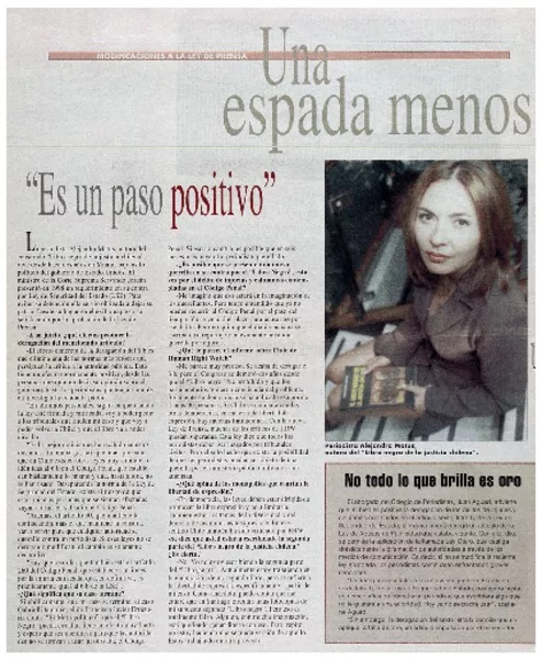 Una espada menos : [entrevista] [artículo]