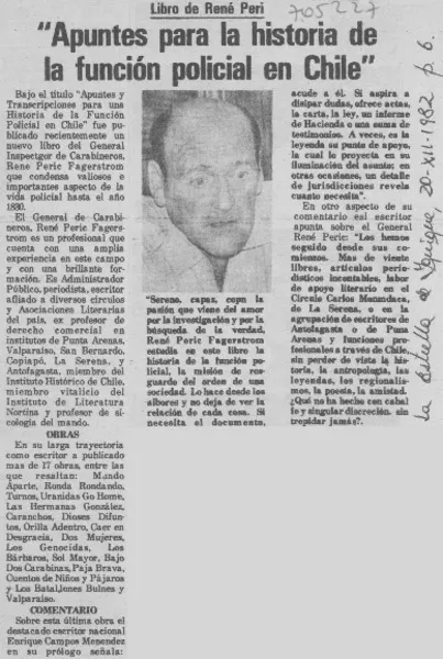 Apuntes para la historia de la función policial en Chile".  [artículo]