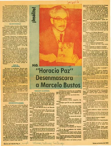 Horacio Paz" desenmascara a Marcelo Bustos : [entrevista] [artículo]