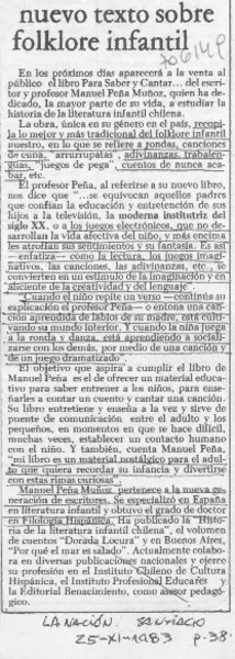 Nuevo texto sobre folklore infantil.  [artículo]