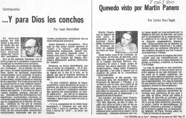 Quevedo visto por Martín Panero  [artículo] Carlos Ruiz-Tagle.