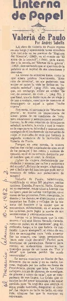Valeria de Paulo  [artículo] Andrés Sabella.