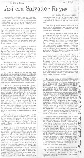 Así era Salvador Reyes  [artículo] Osvaldo Wegmann Hansen.