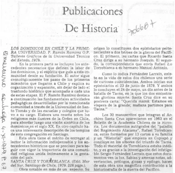 Publicaciones de historia.  [artículo]