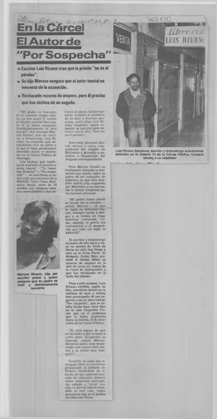 En la carcel el autor de "Por sospecha".  [artículo]