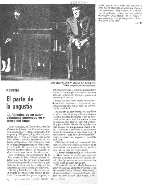 El parte de la angustia  [artículo] H.E.