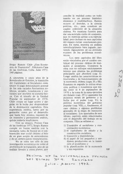 Chile, ¿una economía de transición?  [artículo] Víctor Abudaye S.