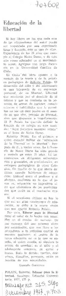 Educación de la libertad.  [artículo] Gonzalo Gutiérrez.