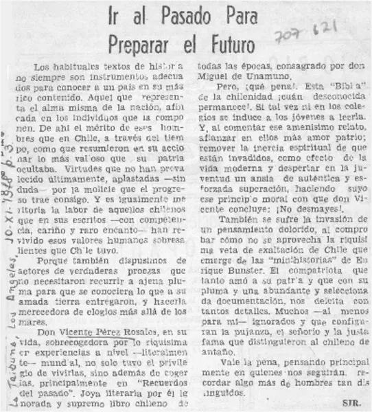 Ir al pasado para preparar el futuro  [artículo] Sir.