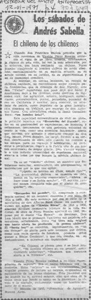 El chileno de los chilenos  [artículo] Andrés Sabella.