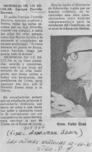 Memorias de un escolar  [artículo] Fidel Araneda Bravo.