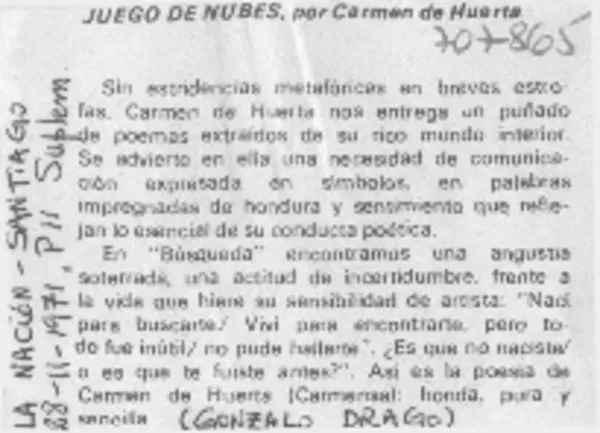 Juego de nubes  [artículo] Gonzalo Drago.