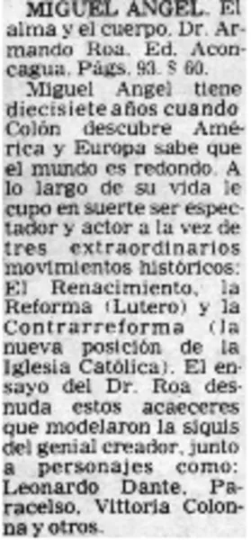 Miguel Angel. El alma y el cuerpo  [artículo] América.