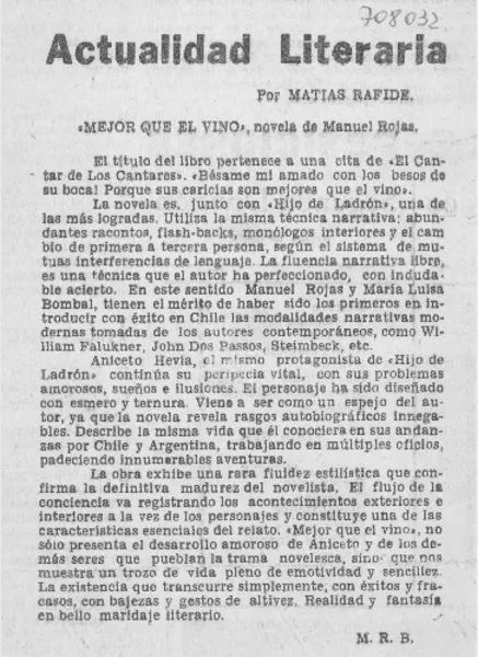 Mejor que el vino  [artículo] Matías Rafide.
