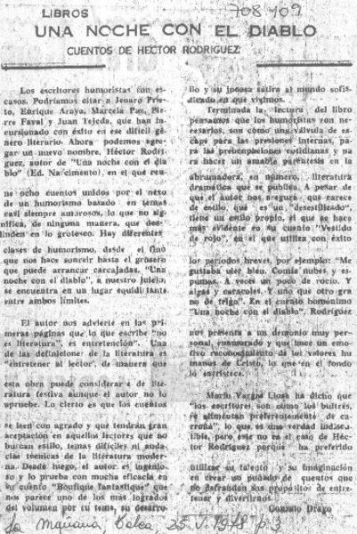 Una noche con el diablo  [artículo] Gonzalo Drago.