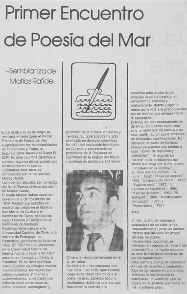 Semblanza de Matías Rafide.  [artículo]