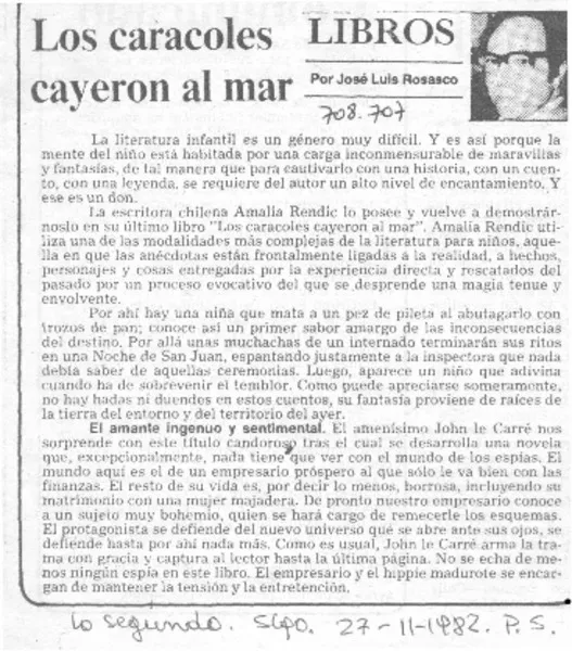 Los caracoles cayeron al mar  [artículo] José Luis Rosasco.