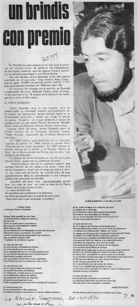 Un brindis con premio.  [artículo]