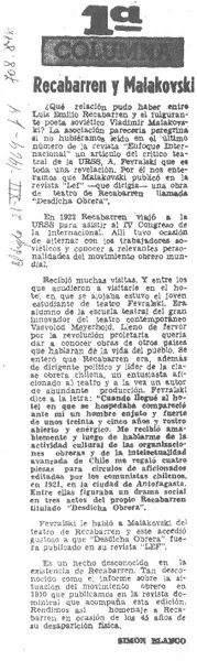 Recabarren y Malakovski  [artículo] Simón Blanco.