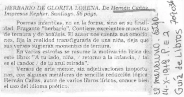 Herbario de Glorita Lorena.  [artículo]