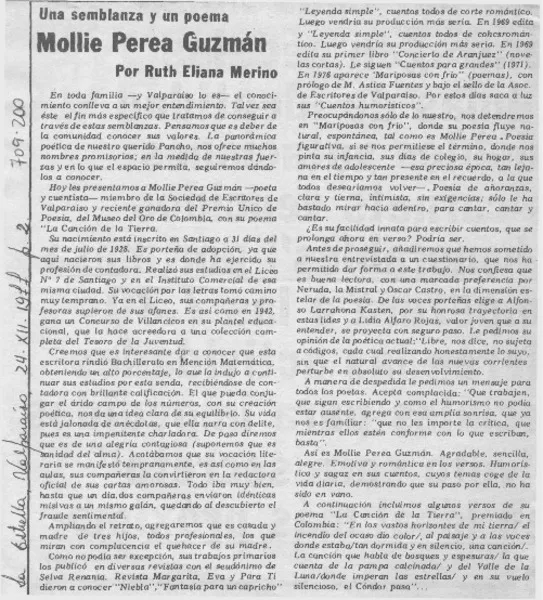 Mollie Perea Guzmán  [artículo] Ruth Eliana Merino.