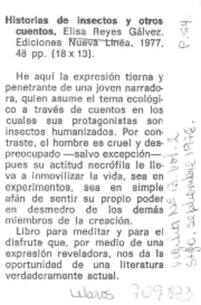 Historias de insectos y otros cuentos.  [artículo]