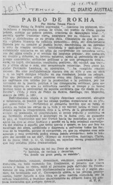 Pablo de Rokha  [artículo] Héctor Tolosa Fierro.