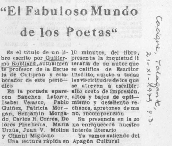 El fabuloso mundo de los poetas".  [artículo]