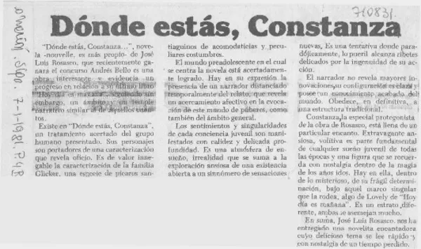 Dónde estás, Constanza.  [artículo]