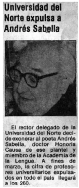 Universidad del Norte expulsa a Andrés Sabella.  [artículo]