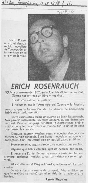 Erich Rosenrauch  [artículo] Ramón Riquelme.