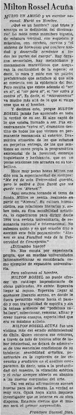 Milton Rossel Acuña  [artículo] Francisco Dussuel Díaz.