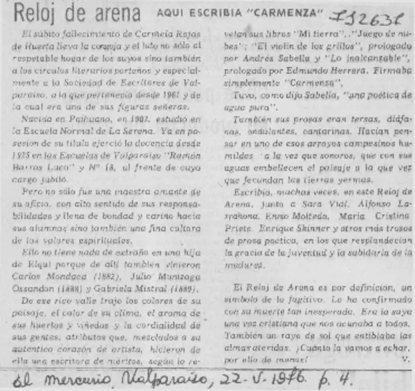 Reloj de arena  [artículo] V.