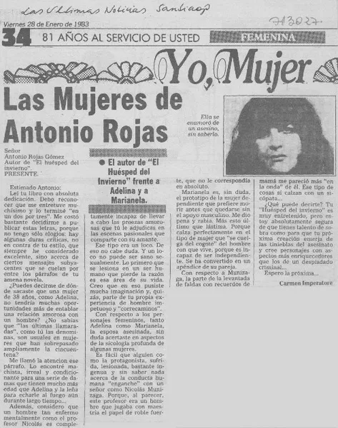 Las mujeres de Antonio Rojas  [artículo] Carmen Imperatore.