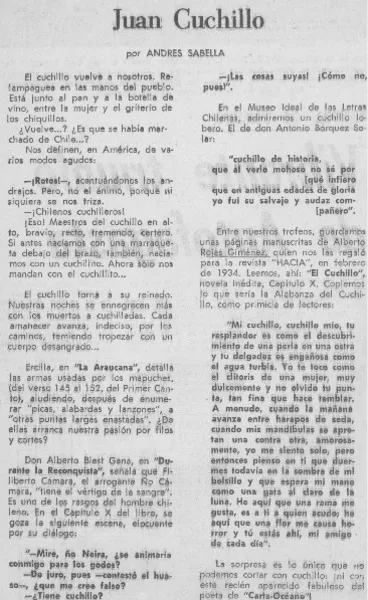 Juan Cuchillo  [artículo] Andrés Sabella.