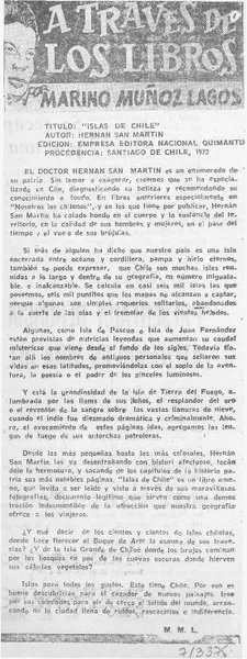 Islas de Chile  [artículo] Marino Muñoz Lagos.