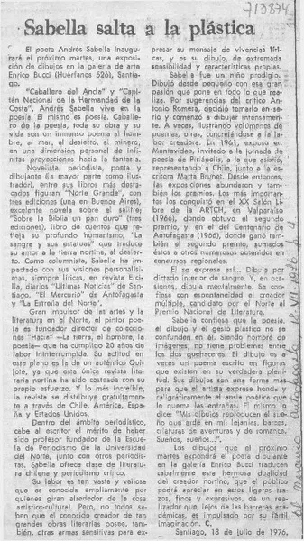 Sabella salta a la plástica.  [artículo]