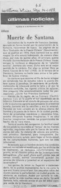 Muerte de Santana  [artículo] Luis Sánchez Latorre.
