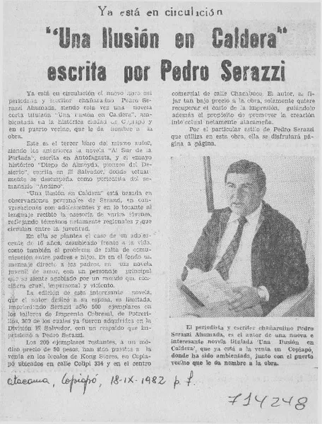Una ilusión en Caldera" escrita por Pedro Serazzi.  [artículo]