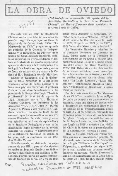 La obra de Oviedo  [artículo] M. S. Sh.