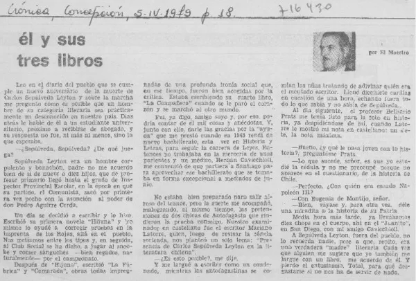 Él y sus tres libros  [artículo] El Maestro.