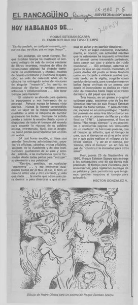 Roque Esteban Scarpa el escritor que no tuvo tiempo  [artículo] Héctor González V.