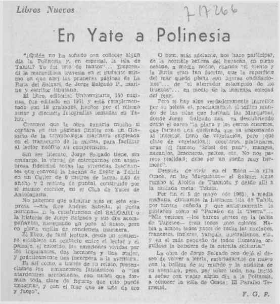 En yate a Polinesia  [artículo] F. G. P.