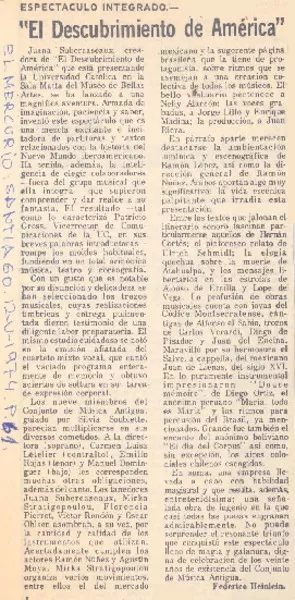 El descubrimiento de América"  [artículo] Federico Heinlein.