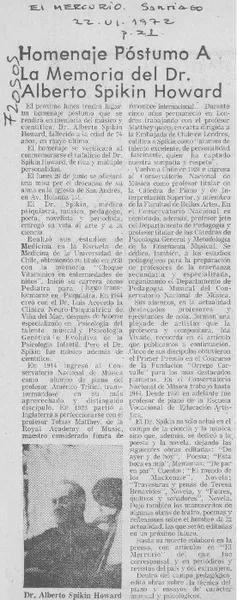 Homenaje póstumo a la memoria del Dr. Alberto Spikin Howard.  [artículo]