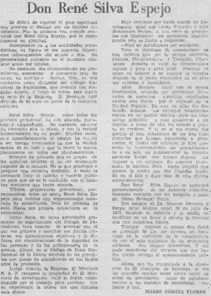 Don René Silva Espejo  [artículo] Mario Cortés Flores.