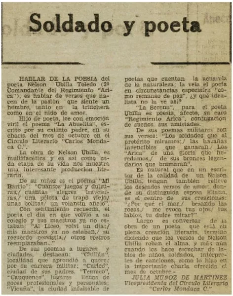 Soldado y poeta  [artículo] Julia Muñoz de Martínez.